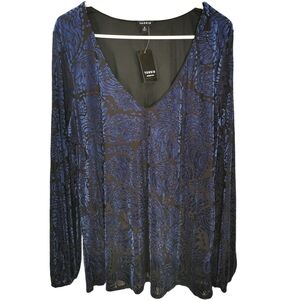 Torrid Velvet Burnout Swing Blouse Puff Sleeve NWT Size 2X